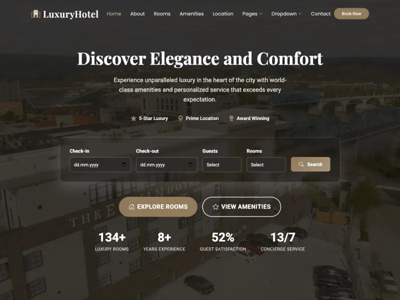  LuxuryHotel – Bootstrap Website Template for Hotels and Resorts